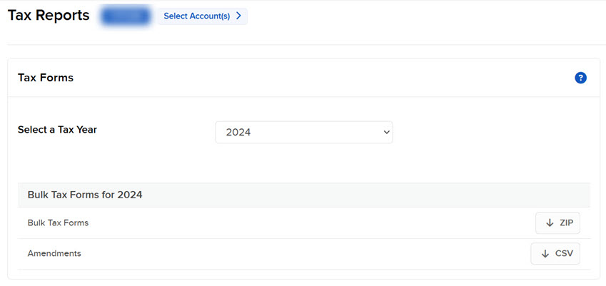 Image of the tax reports section in portal. 